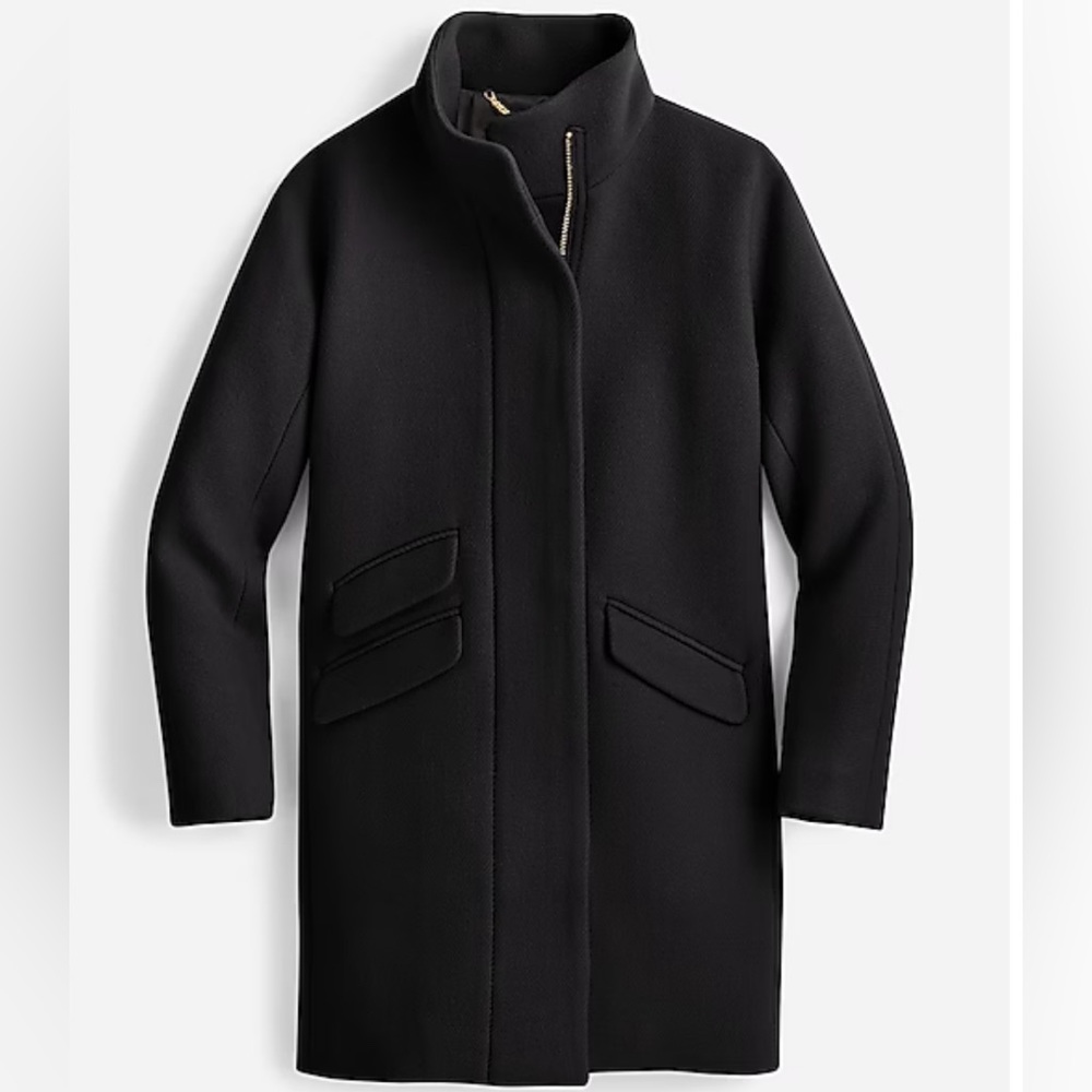 Gently used cocoon coat in Italian stadium-cloth wool blend